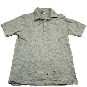 Ibex Mens S Shirt Merino Wool‎ Collared Polo Gray Hiking Made in the US ISSUES